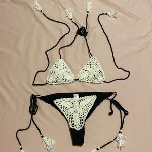 Andi Bagus crochet black and white bikini